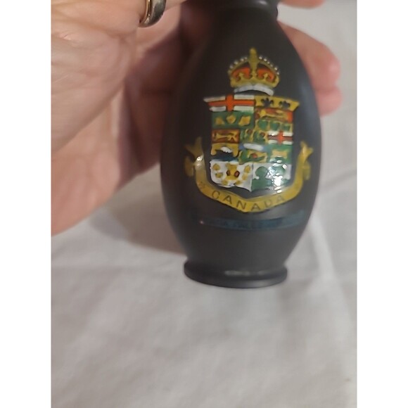 Vintage Small Wedgwood Black Basalt Kenlock Ware Bud Vase w/Hand Painted Design - Picture 6 of 6